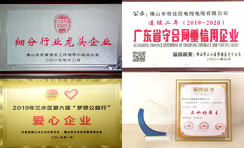 禅诚电缆荣誉证书
